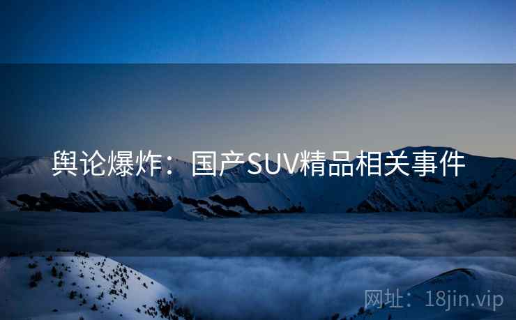 舆论爆炸：国产SUV精品相关事件